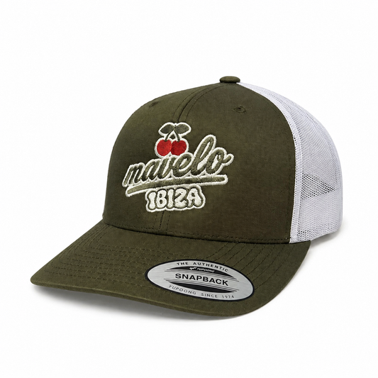 Mavelo Ibiza Cherry Trucker Cap – Khaki